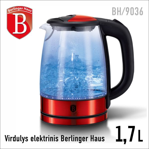 Virdulys elektrinis Berlinger Haus 1.7L-Metallic line Burgundy-BH-9036-2