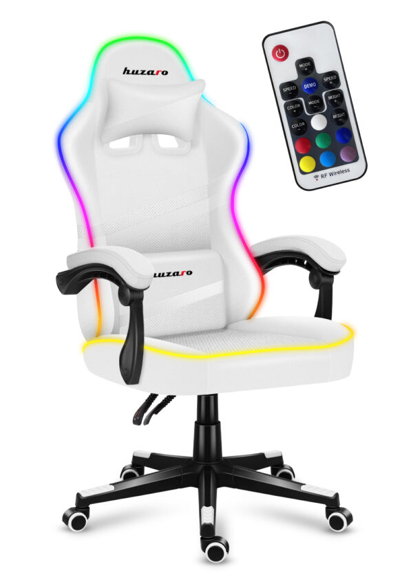 "HUZARO FORCE 4.4 RGB White" žaidimų kėdė